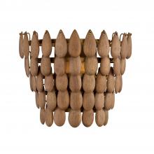  654411LW - 1-Light Flush Mount Sconce in Hand-distressed Patinaed Brass and Handcrafted Mango Wood