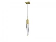  HF1901-1-AP-BB-C - The Original Aspen Collection Brushed Brass Single Pendant with Clear Crystal