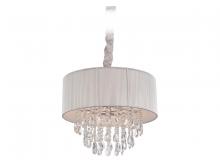  HF1506-SLV - Vineland Ave. Collection Silver Lined Silk String Shade and Crystal Hanging Fixture