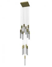  HF1905-13-GL-BB-SNW - The Original Glacier Snow Avenue Collection Brushed Brass 13 Light Pendant Fixture