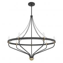  19797 - Hunter Merlin Rustic Iron and Alturas Gold 7 Light Large Chandelier Ceiling Light Fixture