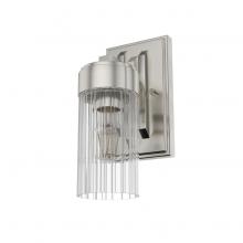  19681 - Hunter Gatz Brushed Nickel with Clear Fluted Glass 1 Light Sconce Wall Light Fixture