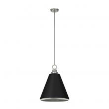  19447 - Hunter Klein Brushed Nickel and Flat Matte Black 3 Light Medium Pendant Ceiling Light Fixture