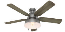  59311 - Hunter 52 inch Mill Valley Matte Silver Low Profile Damp Rated Ceiling Fan with LED Light Kit