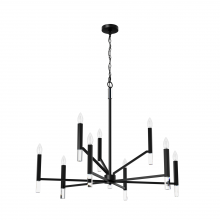  45232 - Hunter Sunjai Matte Black 9 Light Extra Large Chandelier Ceiling Light Fixture