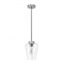  19723 - Hunter Vidria Brushed Nickel with Clear Glass 1 Light Pendant Ceiling Light Fixture