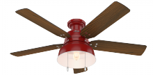  59312 - Hunter 52 inch Mill Valley Barn Red Low Profile Damp Rated Ceiling Fan with LED Light Kit