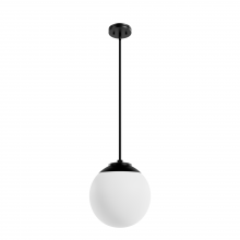  19849 - Hunter Hepburn Matte Black with Cased White Glass 1 Light Pendant Ceiling Light Fixture