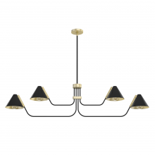  19206 - Hunter Grove Isle Matte Black and Modern Brass 4 Light Large Chandelier Ceiling Light Fixture