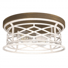  19338 - Hunter Langwood Distressed White and Chestnut 2 Light Flush Mount Ceiling Light Fixture