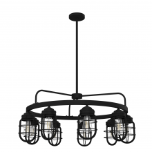  19663 - Hunter Starklake Natural Black Iron 9 Light Chandelier Ceiling Light Fixture