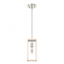  19770 - Hunter Squire Manor Brushed Nickel and Bleached Wood 1 Light Small Pendant Ceiling Light Fixture