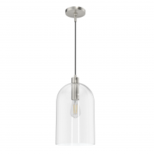  19203 - Hunter Lochemeade Brushed Nickel with Clear Seeded Glass 1 Light Pendant Ceiling Light Fixture