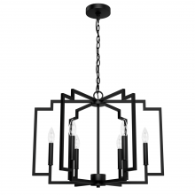  45241 - Hunter Zoanne Matte Black 6 Light Medium Chandelier Ceiling Light Fixture