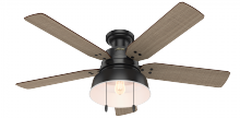  59310 - Hunter 52 inch Mill Valley Matte Black Low Profile Damp Rated Ceiling Fan with LED Light Kit