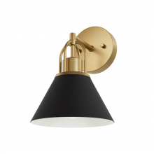  13166 - Hunter Carrington Isle Matte Black and Luxe Gold 1 Light Medium Sconce Wall Light Fixture