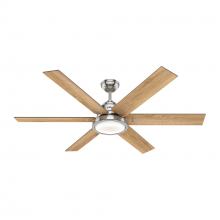  59462 - Hunter 60 inch Warrant ENERGY STAR® Brushed Nickel Ceiling Fan with LED Light Kit and Wall Control