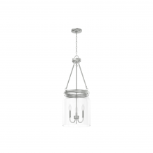 Hunter 19154 - Hunter Devon Park Brushed Nickel with Clear Glass 3 Light Pendant Ceiling Light Fixture