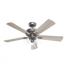  52534 - Hunter 52 inch Crestfield HunterExpress Matte Silver Ceiling Fan with LED Light Kit and Pull Chain