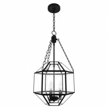  19367 - Hunter Indria Rustic Iron with Seeded Glass 3 Light Pendant Ceiling Light Fixture