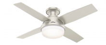  50398 - Hunter 44 inch Dempsey Matte Nickel Low Profile Damp Rated Ceiling Fan with LED Light Kit