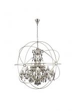  1130G60PN-SS/RC - Geneva 25 Light Polished Nickel Chandelier Silver Shade (Grey) Royal Cut Crystal