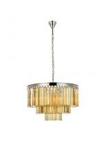  1201D26PN-GT/RC - Sydney 9 Light Polished Nickel Chandelier Golden Teak (Smoky) Royal Cut Crystal