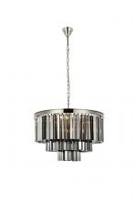  1201D26PN-SS/RC - Sydney 9 Light Polished Nickel Chandelier Silver Shade (Grey) Royal Cut Crystal