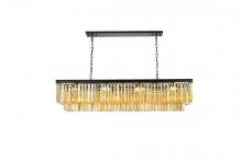  1202D60MB-GT/RC - Sydney 12 Light Matte Black Chandelier Golden Teak (Smoky) Royal Cut Crystal