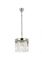  1208D12PN/RC - Sydney 3 Light Polished Nickel Pendant Clear Royal Cut Crystal