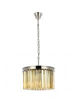  1208D16PN-GT/RC - Sydney 3 Light Polished Nickel Pendant Golden Teak (Smoky) Royal Cut Crystal