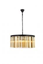  1208D31MB-GT/RC - Sydney 8 Light Matte Black Chandelier Golden Teak (Smoky) Royal Cut Crystal