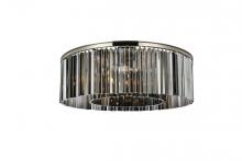  1208F43PN-SS/RC - Sydney 10 Light Polished Nickel Flush Mount Silver Shade (Grey) Royal Cut Crystal