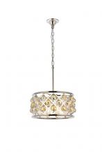  1214D16PN-GT/RC - Madison 4 Light Polished Nickel Pendant Golden Teak (Smoky) Royal Cut Crystal