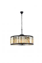  1233D35MB-GT/RC - Chelsea 10 Light Matte Black Chandelier Golden Teak (Smoky) Royal Cut Crystal