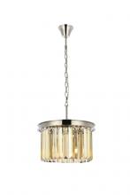  1238D16PN-GT/RC - Sydney 3 Light Polished Nickel Pendant Golden Teak (Smoky) Royal Cut Crystal