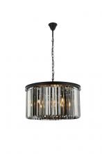  1238D26MB-SS/RC - Sydney 8 Light Matte Black Chandelier Silver Shade (Grey) Royal Cut Crystal