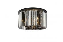  1238F26MB-SS/RC - Sydney 8 Light Matte Black Flush Mount Silver Shade (Grey) Royal Cut Crystal