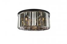  1238F31MB-SS/RC - Sydney 8 Light Matte Black Flush Mount Silver Shade (Grey) Royal Cut Crystal