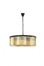  1238G43MB-GT/RC - Sydney 10 Light Matte Black Chandelier Golden Teak (Smoky) Royal Cut Crystal