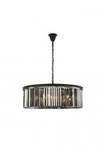  1238G43MB-SS/RC - Sydney 10 Light Matte Black Chandelier Silver Shade (Grey) Royal Cut Crystal