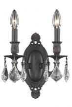  9202W9DB/RC - Rosalia 2 Light Dark Bronze Wall Sconce Clear Royal Cut Crystal