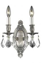  9202W9PW/RC - Rosalia 2 Light Pewter Wall Sconce Clear Royal Cut Crystal