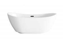  BT10367GW-MBK - 67 inch Soaking Bathtub in Glossy White with Matte Black Trim