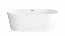  BT30167GW-BGD - 67 inch Bathtub in Glossy White with Brushed Gold Trim