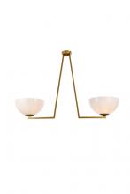  LD2350BR - Jeanne 2 Lights Brass and White Glass Flush Mount