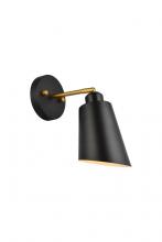  LD2354BK - Halycon 5 Inch Black and Brass Wall Sconce