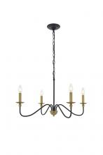  LD5006D30BRB - Rohan 4 Light Matte Black and Brass Pendant