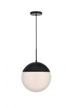  LD6044BK - Eclipse 1 Light Black Pendant with Frosted White Glass