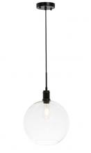  LD6207BK - Emett 1 light Black and Clear glass pendant